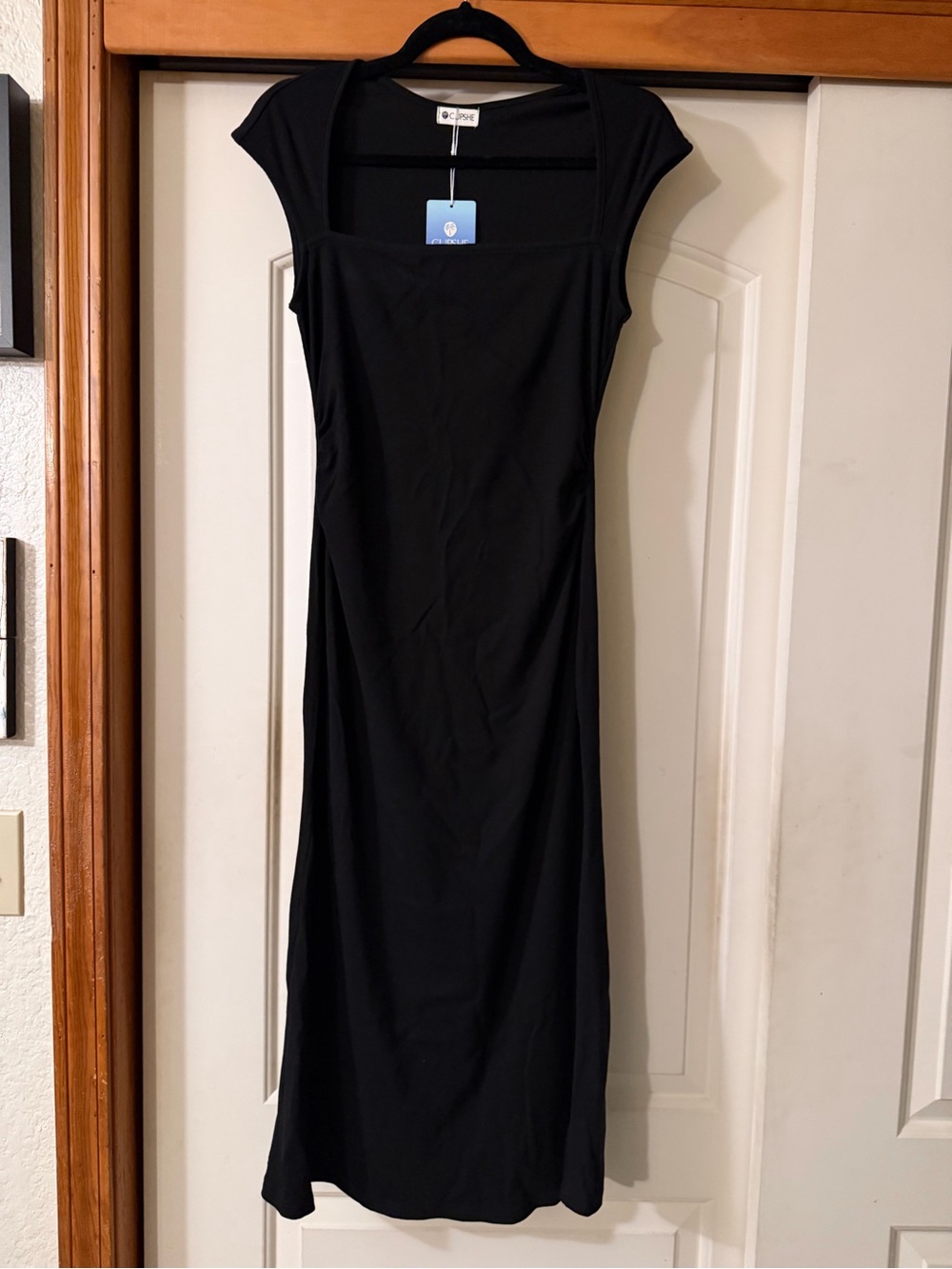 Cupshe Classic Black Square-Neck Midi Dress -